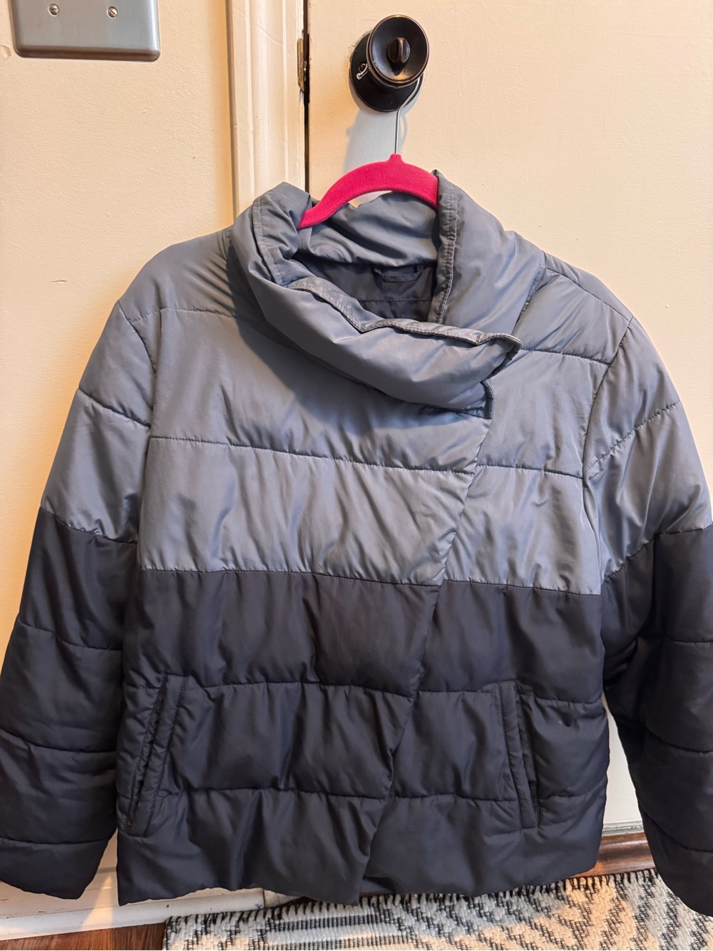 summersalt Two-Tone Puffer Jacket in Gray and Black